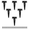 Rierdge 6 Pcs 4 Inch T Strap Hinges, Black Heavy