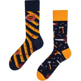 Many Mornings Unisex The Handyman Mismatched Socks, multi-coloured