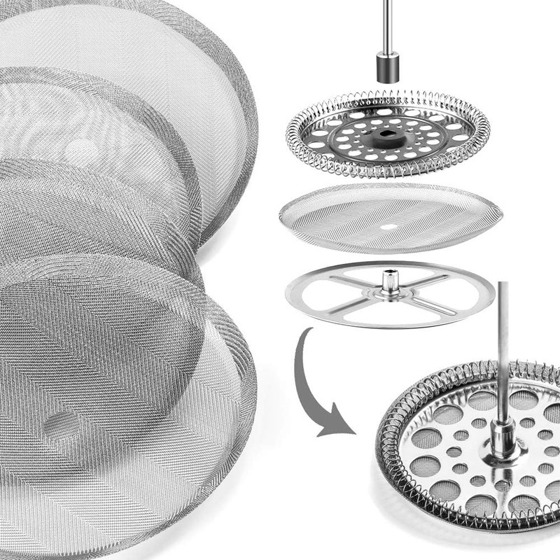 ACKLLR 4 Pack French Press Replacement Filter Screen,Reusable Stainless Steel