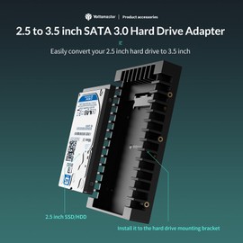 Yottamaster 2.5" to 3.5" SATA HDD SSD Mounting Bracket, ABS SATA 3.0 Hard Drive Adapter Removable Mounting Frame for 2.5 Inch SATA HDD or SSD of 7 / 9.5 / 12.5 / 15 mm