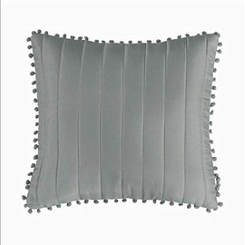 Beautiful 3PCs Quilted Printed Patchwork Modern Bedspread Comforter Throw Set With 2-Pillow Shams (Grey (Pom-Pom), Cushion Cover 17" x 17")