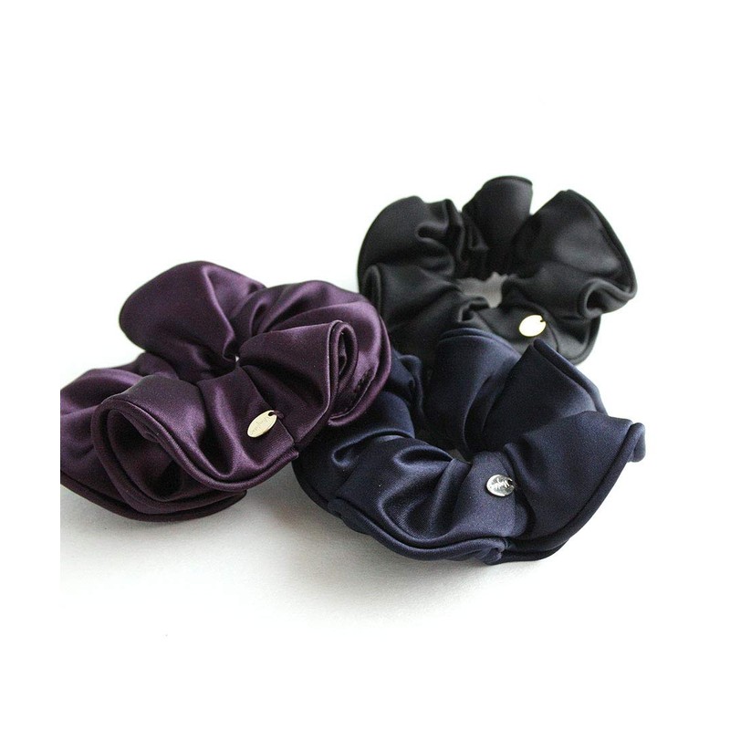 VINGTAINE HS-111-PK Satin Simple Color Scrunchie Ruffle Office Hair Accessory