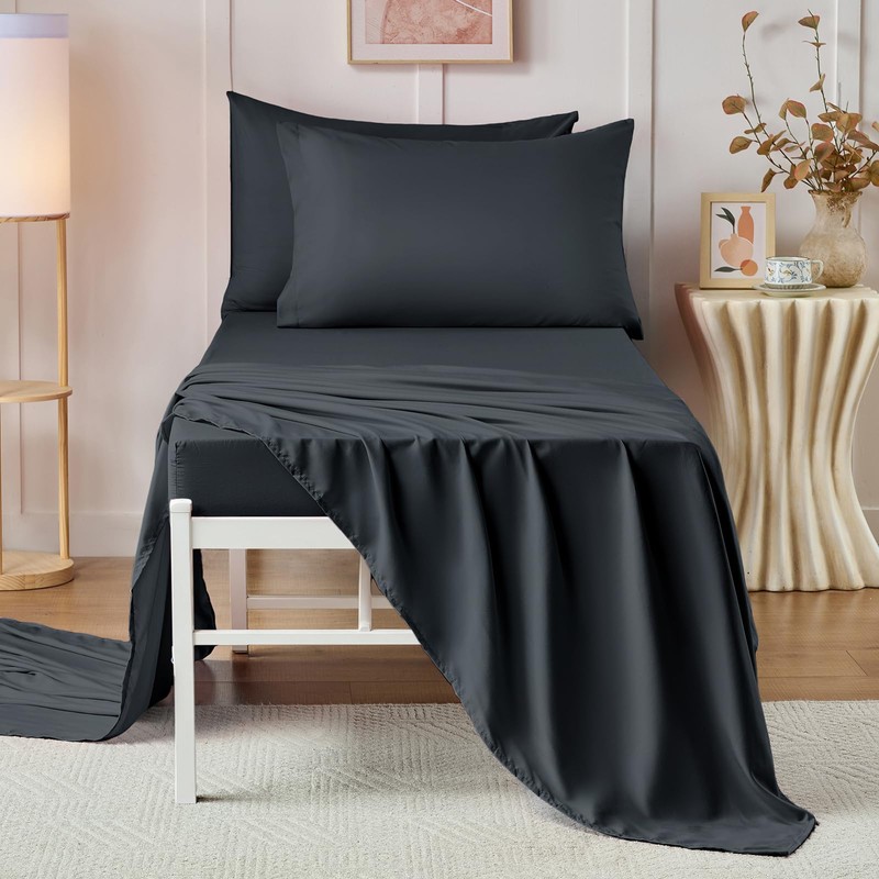 VACVELT Cot Fitted Sheet, 31 x 75 Inch Charcoal Black