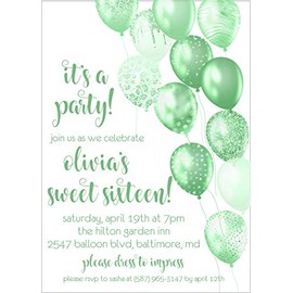 Lime Green Sweet 16 Invitations With Envelopes
