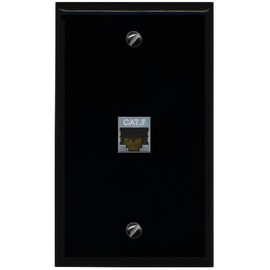 RiteAV 1 Port Cat7 Shielded Ethernet Wall Plate - Flat Style [Black/Black]