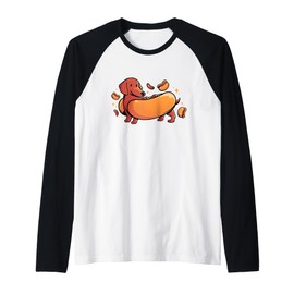 Hot Dog Funny Weiner Dog Cute Costume Dachshund Owner Raglan Baseball Tee