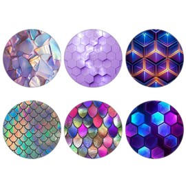 CClupady - 6 Pack Universal Phone Grip,Cell Phone Finger Holder Stand for Smartphone and Tablets - Pink Purple Scale Geometric