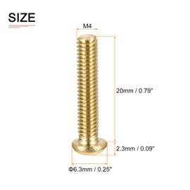 DTGN M4x20mm(DXL) Brass Phillips Machine Screws - 20Pack - Good for Machinery Industry - Pan Head Fastening Screw - Brass Tone