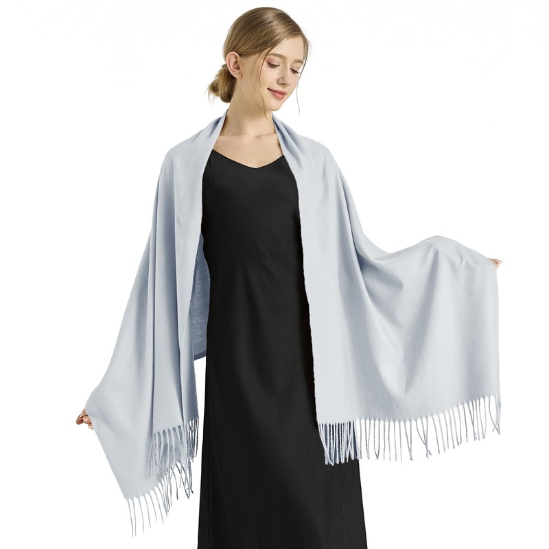 Ciormis pashmina scarves for women-winter light grey pashmina shawls and