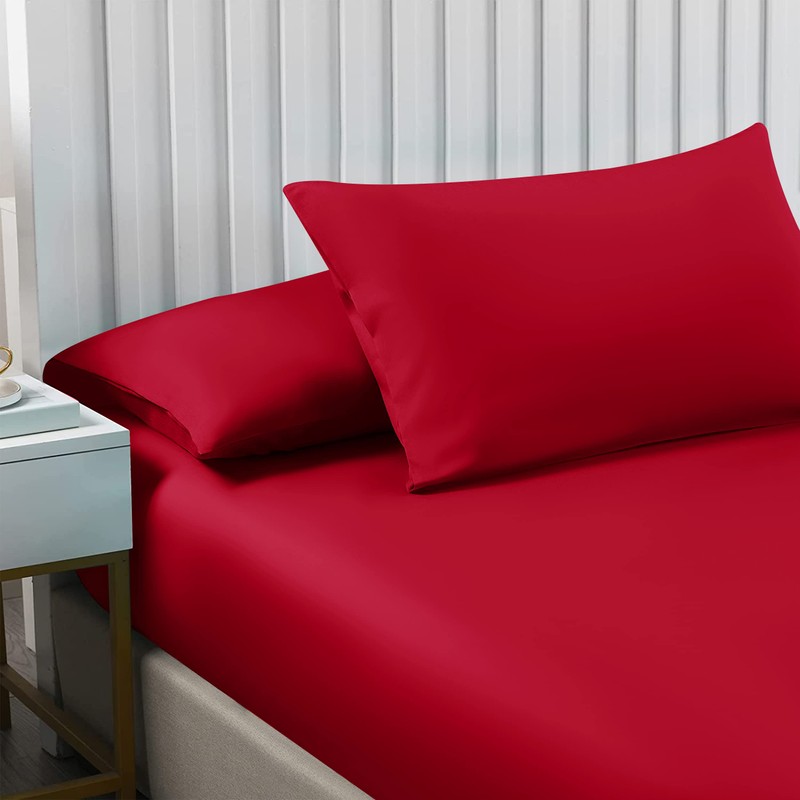 Moonlight Bedding Super King Fitted Sheet Red - Premium 25cm