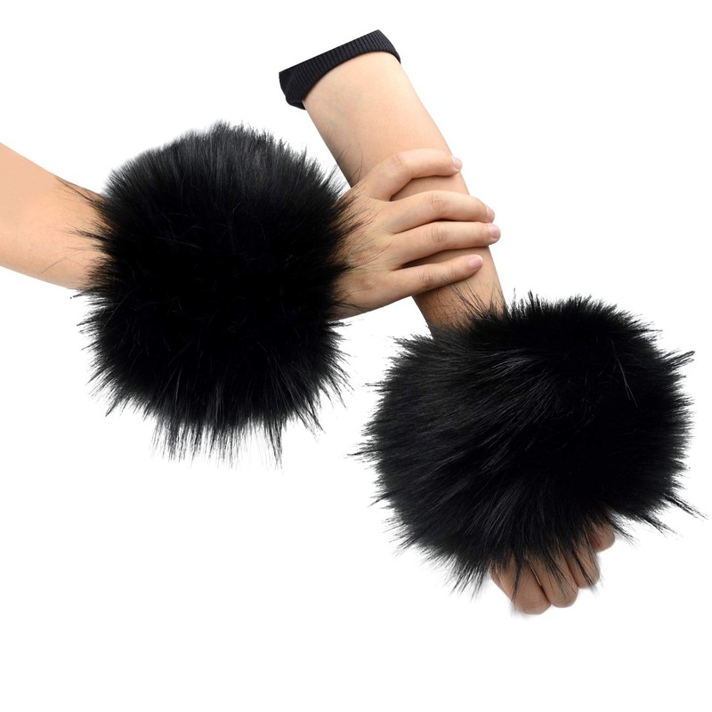 Tongcloud Women's Faux Fur Wrist Cuffs Wrist Warmers Faux Fur
