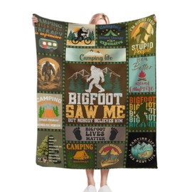Bigfoot Camping Blanket, Bigfoot Gifts for Men Women, Big Foot Sasquatch Gifts, Funny Idea for Bigfoot Lover, Outdoor Camper Gifts Throw Blanket Bed Home Decor for All Seasons,50"x60"for Throw/Travel