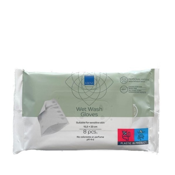 Abena Wet Wash Gloves(15.5x23cm), 8pcs
