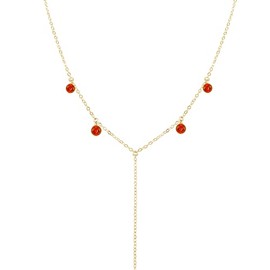 Carnelian Boho Y Necklace in 14k Gold Fill
