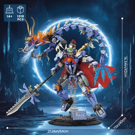 NUTCRACKER Mecha Robot with Dragon Building Blocks Set, Dragon Teng Four Sea - Ying Long Building Toy, Mecha Robot Home Collection or Display Model, Birthday Gift for Adult Teens Boys 14+ (1318Piece