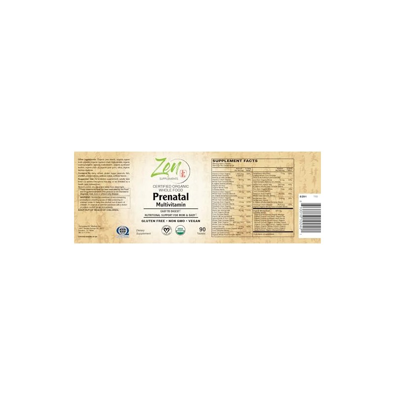 Zen Supplements Whole Food Prenatal Multi-Vitamin - 90 Vegan Capsules