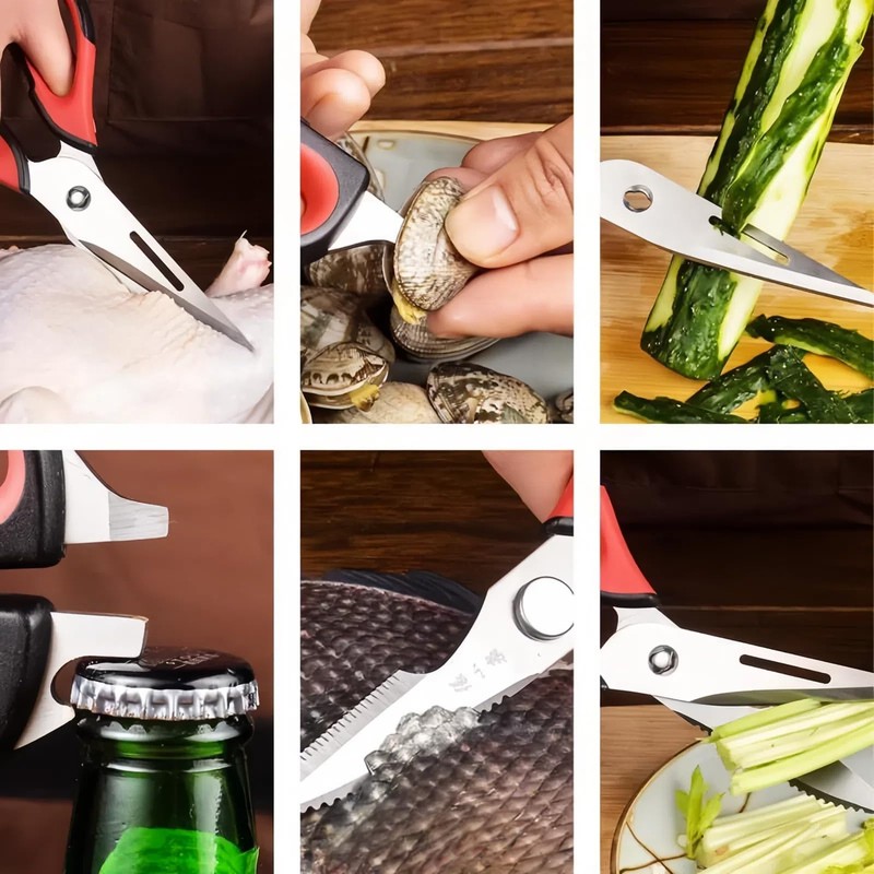 ZHANG XIAO QUAN SINCE 1628 8-in-1 Multi-Function Kitchen Scissors, 30Cr13