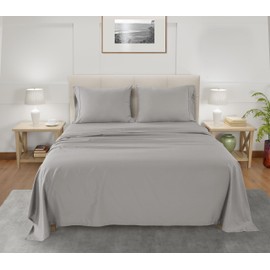 Chateau Home Cooling Sheets Queen Sheet Set, Tencel Lyocell Sheets for Queen Size Bed, 4PC Cooling Bed Sheets, Softer Than Linen Sheets Queen Size, Bedding Sets Queen, Bed Sheets Queen Size - Silver