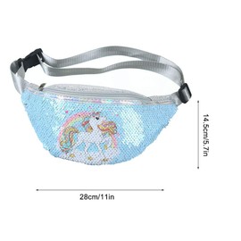 Waist Bag Unicorn Sequins Belt Bag Kids Glitter Cartoon Bum Bag for Children and Girls