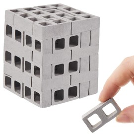 Civaner 50 Packs Miniature Cinder Blocks 1/12 Scale Mini Bricks Concrete Tiny Dollhouse Accessories for Garden Kitchen Landscaping Model Architect Buildings DIY Construction Office Desk Toys Supplies