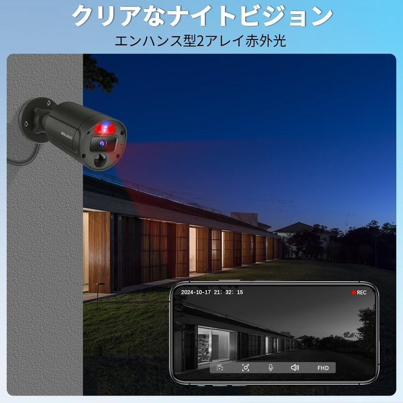 [8 Megapixels, Two-way Calling, Red and Blue Lamp Warning] Security