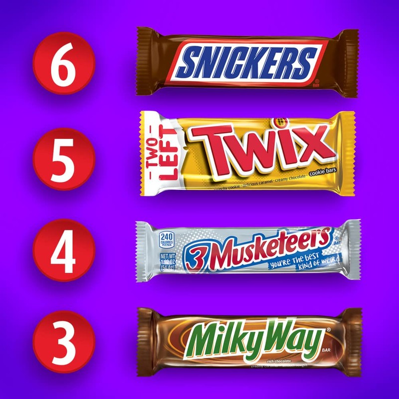 Mars SNICKERS, TWIX, 3 MUSKETEERS & MILKY WAY Full Size