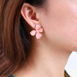 Inateannal Boho Flower Earrings Red Flower Stud Earrings Vintage Matte Flower Earrings Acrylic Petal Earrings Wedding Petal Earrings Jewellery for Women and Girls, Zinc