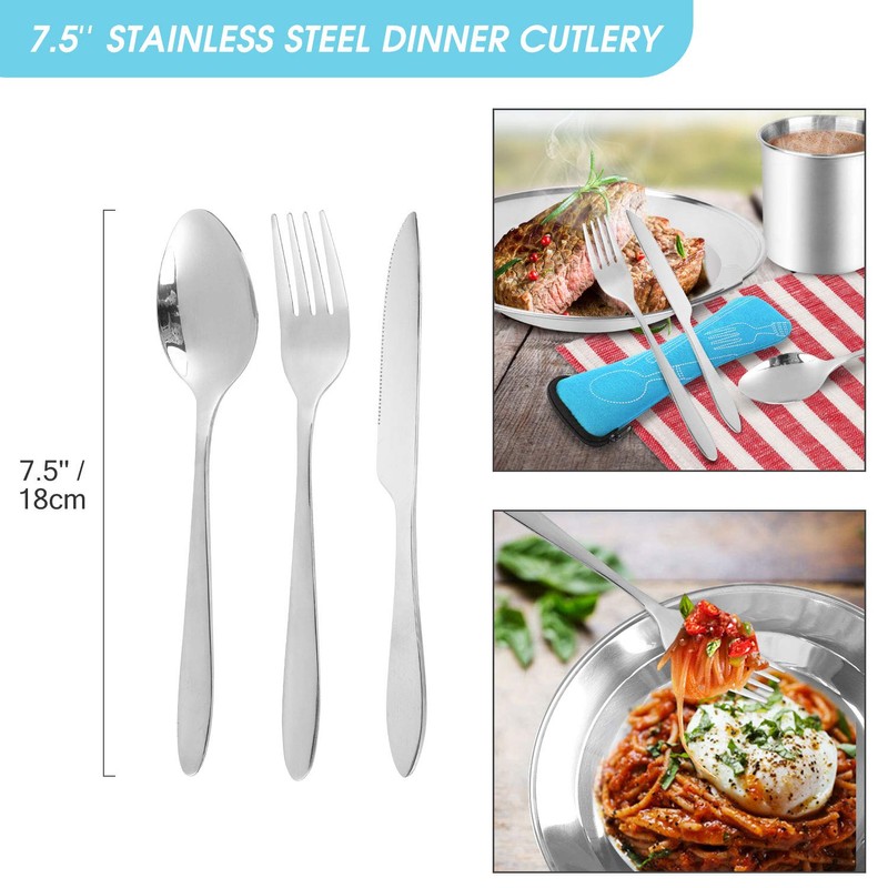 Odoland Camping Cutlery Set - Stainless Steel Tableware Mess Kit