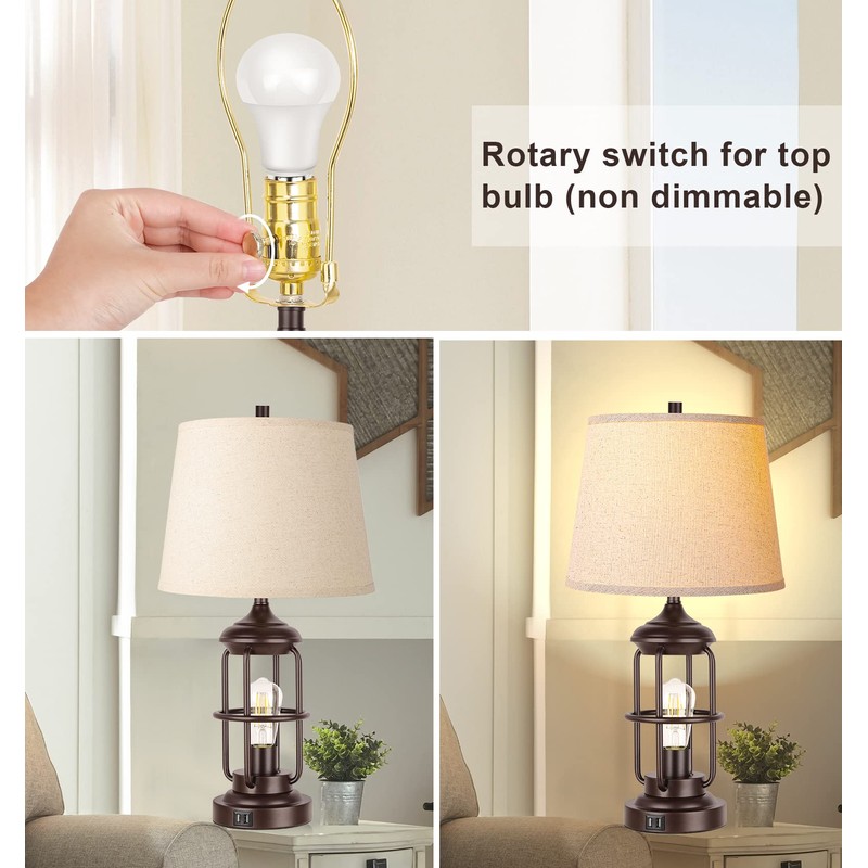 QiMH Table Lamp Set of 2 with USB Ports, Touch