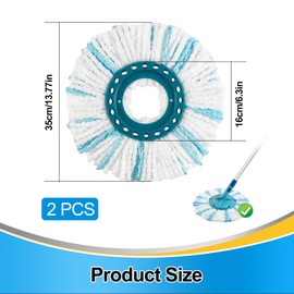 2 Compatible Replacement Mop Heads with Leifheit Clean Twist Disc Mop, Replacement Mop Made of Microfibre, Highly Absorbent, Compatible Leifheit Replacement Parts for All Floor Types