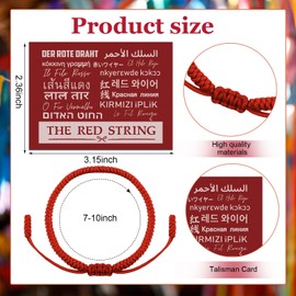 Ferreve 2 Pcs Red String Bracelets for Women Men with Cards Kabbalah Red Rope Bracelet for Good Luck Protection Energy Power Friendship Adjustable Braided Tie Bracelet Cord Thread Bracelet