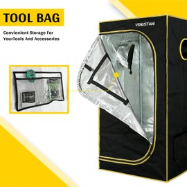 VTH 24"x24"x48" Hydroponic Mylar Water-Resister Grow Tent Reflective Garden Growing Dark Room with Observation Window, Removable Floor Tray and Tool Bag for Indoor Plant Growing 5x5 3.3x3.3 4x2 2x2
