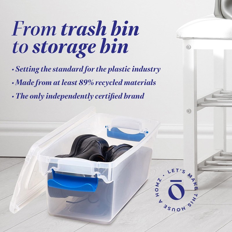HOMZ 4-Pack Holiday Tote, Plastic Storage Organizer Bins with Lids,