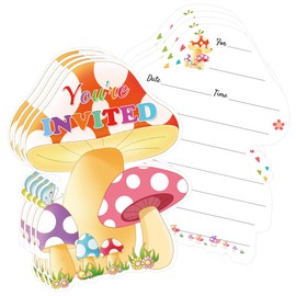 Wild Mushrooms Invitations With Envelopes 5x7 Inch Fill-in Party Invitation Cards，You Are Invited Cards for Wedding, Bridal Shower, Holiday Party，Set of 15 (Color1)