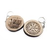 Generico Natural Wood Vegvisir Drakkar Scandinavian Talisman Rune Compass Keyring