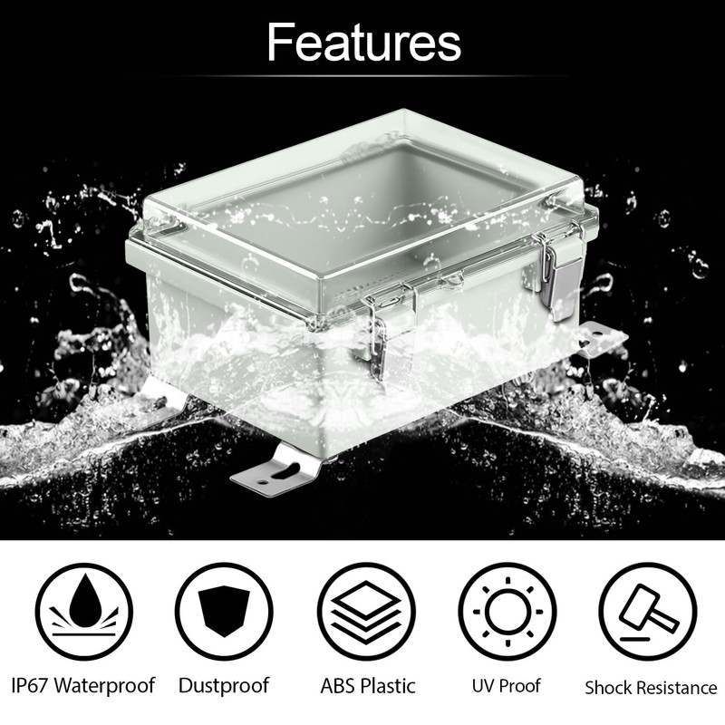 LeMotech Electrical Box, IP67 Waterproof Hinged Clear Cover Stainless Steel
