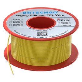 BNTECHGO 22AWG FEP Teflon Coated Tin-Plated Copper Wire in Yellow 50 ft has a Temperature Rating of -65 to 200°C FEP Teflon Wire is Suitable for Applications Requiring High-Temperature Resistance