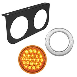 GG Grand General 89210 Black Painted L Bracket with 2-4 inches Pearl Amber LED Light and Chrome Plastic Rim