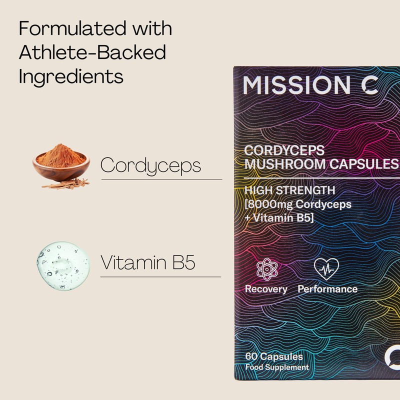 Mission C Cordyceps Mushroom 8000mg with Vitamin B5 Capsules