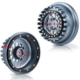 QUE-T Aluminium Beadlock Wheels for 1/7 Unlimited Desert Racer UDR Wheel Hubs,Suit for Tires 101063-00 Only, Pack of 1 (Titanium & Black)