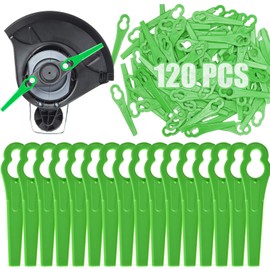 120 Pcs Grass Trimmer Replacement Blades, 83 mm Plastic Garden Mower Blades Cordless Lawn Mower Cutting Blades Lawn Strimmer Accessories Tool for Swift Ryobi VonHaus Grass Strimmer-Green