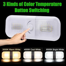 2Pack LED RV Ceiling Double Dome Light Fixture with Switch, 12V-24V RV Interior Lighting, 1500 Lumen Brightness Lights for Car/RV/Trailer/Camper/Boat 