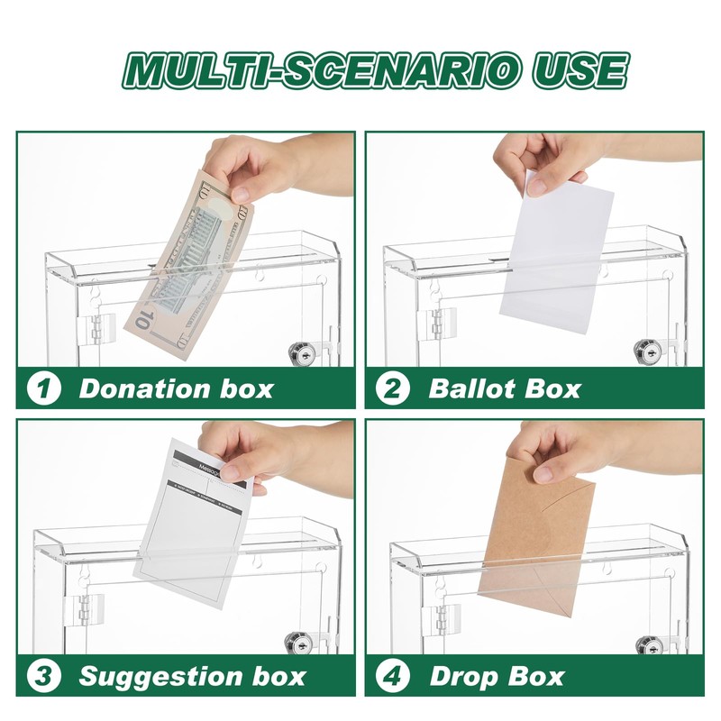 Juexica Clear Suggestion Box with Lock and Slot, Safe Acrylic