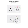 Schuko Travel Adaptor 3-Pin Universal Travel Plug 4 x USB