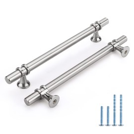 Rergy 10 Pack 6-1/4 Inch Brushed Nickel Cabinet Pulls Heavy-Duty Kitchen Cabinet Handles, Rust-Resistant and Durable Drawer Pulls Zinc Alloy Hardware for Cupboard,Closet,Cabinets