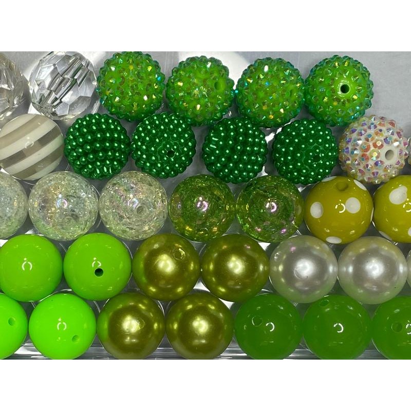 Green Mix - 20mm Bubble Gum Bead Mixes, Chunky Bead