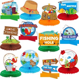 Zonon 12 Pieces Gone Fishing Party Supplies Fishing Centerpieces Fisherman Friendsmas Party Decorations Summer Fishing Birthday Party Supplies for Gone Fishing Birthday Baby Shower Party Decorations