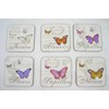 Butterfly Cork Backed Coasters Set Of 6