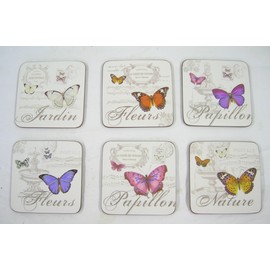 Butterfly Cork Backed Coasters Set Of 6