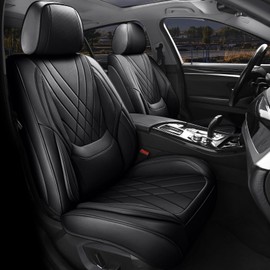 XINGSILUC Car Seat Covers Full Set, Luxury Faux Leather Car Seat Covers, Waterproof Non-Slip Seat Protector Universal Fit for Most Cars SUVs Trucks Pick-ups (Black)